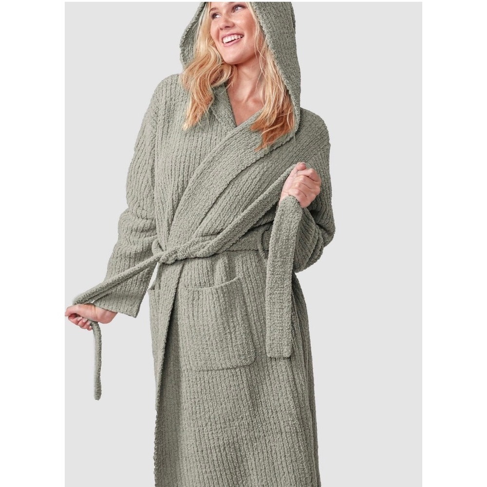 Sunday Citizen Ribbed Hooded Robe Cloud Grey L/XL C01350104 NEW $160